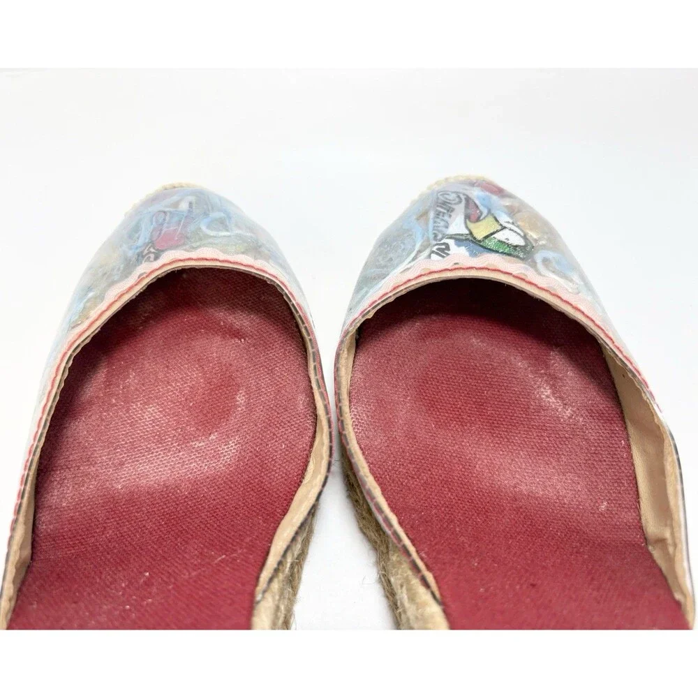 Christian Louboutin Red Ribbon Espadrille Wedge with Printed Toe